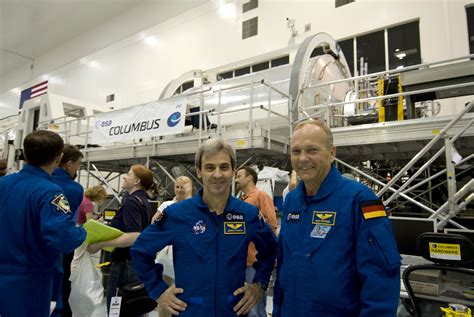 Esa Esa Astronauts Leopold Eyharts And Hans Schlegel With The