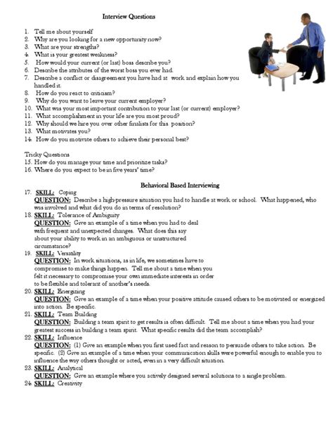 Interview Questions Pdf Team Building Goal Setting