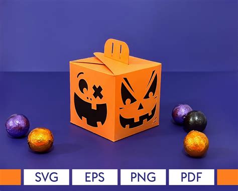 Trick Or Treat Candy Boxes Halloween Svg Template Diy Etsy