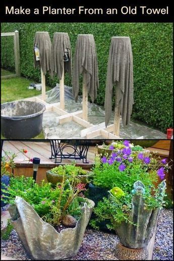 Three rounded edges on all sides. Make a unique garden planter from an old towel! | Concrete ...