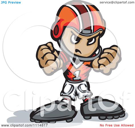 Clipart Tough Football Kid Holding Up Fists Royalty Free Vector