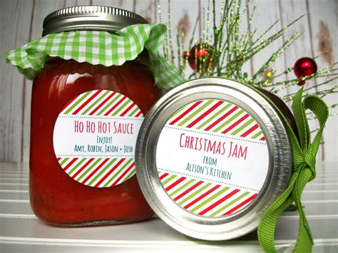 Custom Striped Christmas Canning Jar Labels Red And Green Etsy