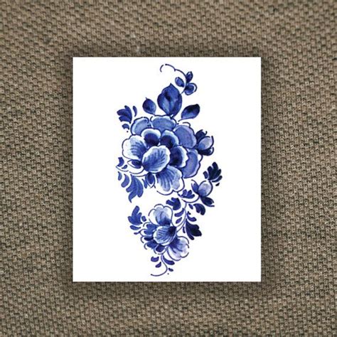 Large Floral Vintage Dutch Delfts Blauw Temporary Door Tattoorary