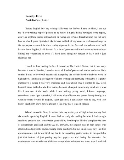 Read the cover letter and answer the question that follows. Portfolio Cover Letter For English Class - 200+ Cover ...