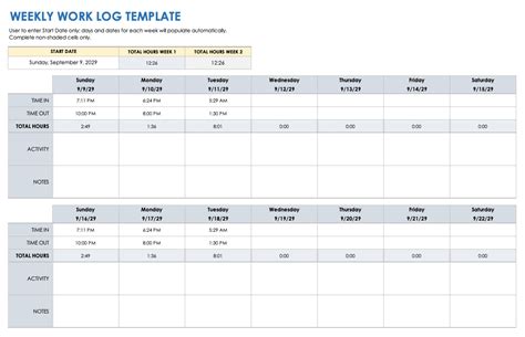 Free Work Log Templates With How To And Examples Smartsheet