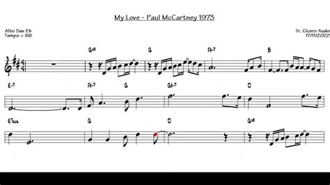 My Love Paul Mccartney 1973 Alto Sax Eb Sheet Music Youtube
