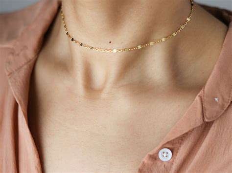 Dainty Gold Choker Necklace Gold Chain Choker Delicate Etsy