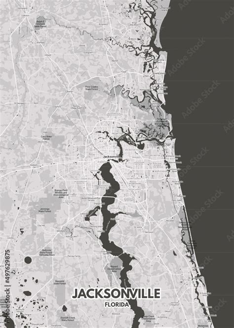 Poster Jacksonville Florida Map Road Map Illustration Of
