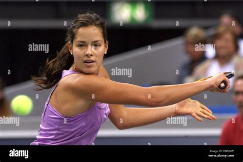 Serbian Tennis Player Ana Ivanovic Plays A Backhand In Her Second Round