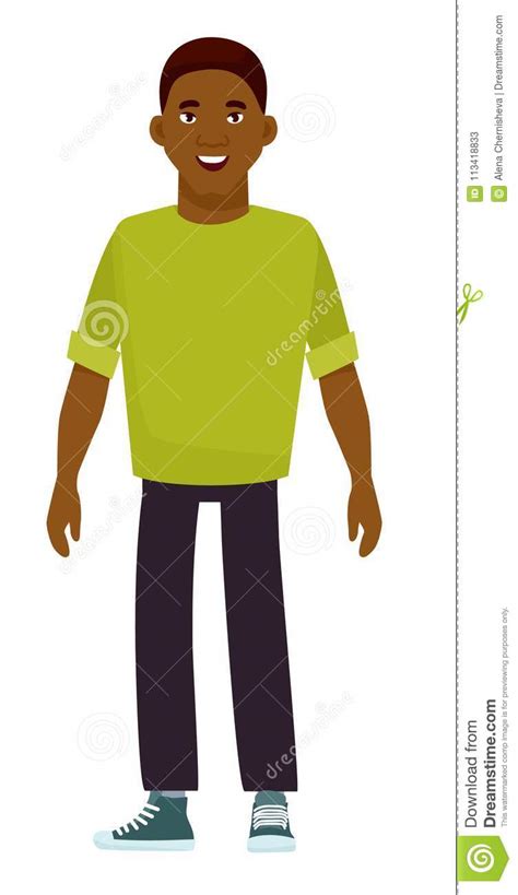 Young Black African American Young Guy Vector Illustration In Cartoon Style Stock Vector