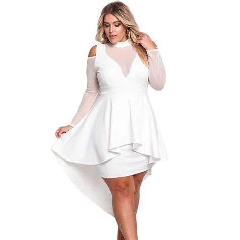 Plus Size Long Sleeve White Dress For Women Attire Plus Size