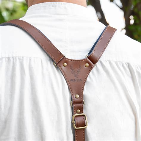 Personalized Mens Y Back Design Cowhide Leather Suspenders With