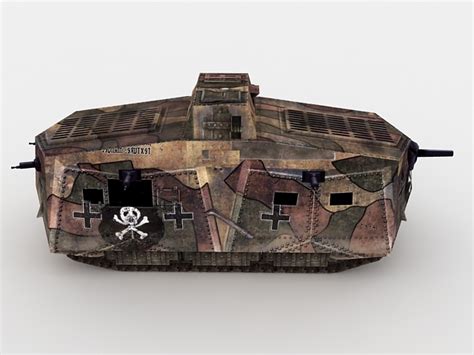 Ww1 Germany A7v Tank 3d Model 3ds Max Files Free Download Cadnav