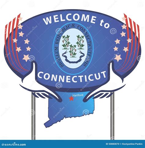Road Sign Welcome To Connecticut Stock Vector Image 50880870