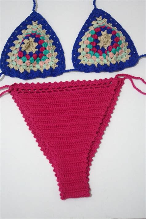 crochet bikini granny crochet bikini set bohemian chic sexy etsy