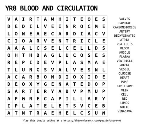 Download Word Search On Yr8 Blood And Circulation