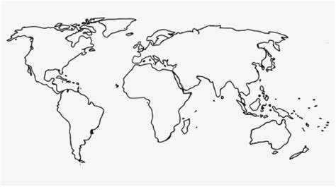 World Map Outline Black And White Printable Hd Png Download Kindpng