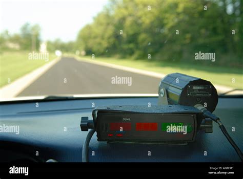 Police Radar Inside Police Car Stock Photo Alamy