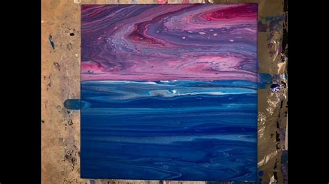 √ painting on canvas stretched on the wooden frame (stretcher bar). Tutorial on Ocean sunset fluid acrylic pour painting (With ...