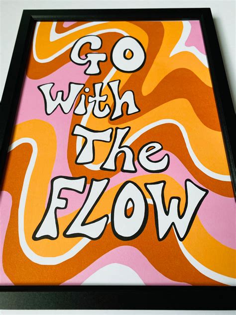 Go With The Flow Retro Inspired Art Print Hippie Indie Etsy