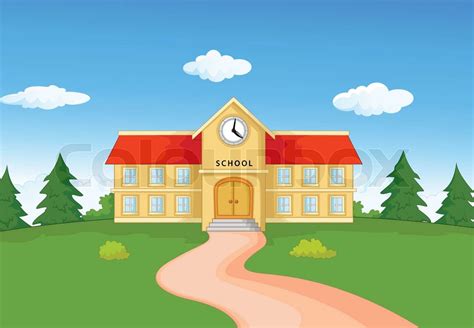 Cartoon School Building Stock Vector Colourbox