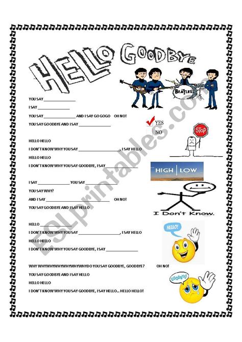 Hello Goodbye ESL Worksheet By Gerrieherrie Hello Goodbye