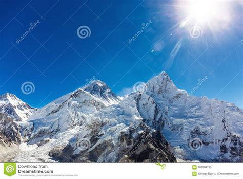Snowy Mountains Of The Himalayas Stock Photo Image Of Khumbu Blue