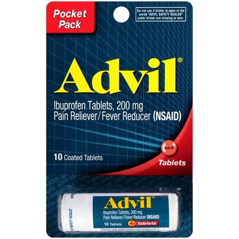 Advil Travel Size Ibuprofen Mg Coated Tablets Pocket Pack Shop Pain Relievers At H E B