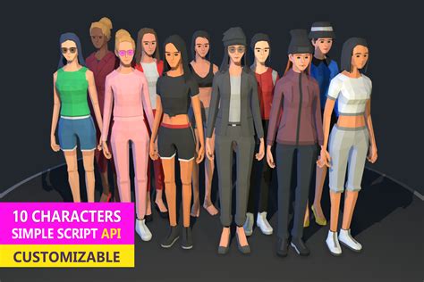 Civil Female Characters Low Poly Unity Assetstore Price Down