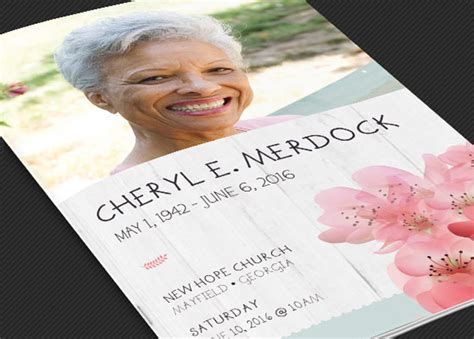 Magnolia Funeral Program Template Photoshop Inspiks Market