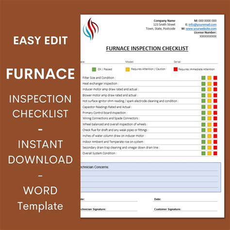 Furnace Inspection Checklist Air Conditioning Hvac Inspection