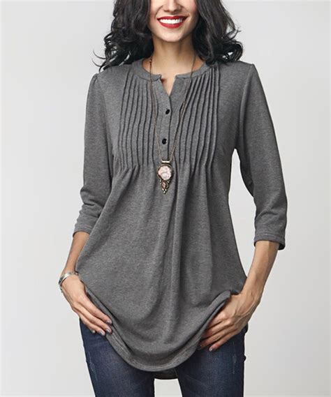 Look At This Charcoal Notch Neck Pin Tuck Tunic On Zulily Today