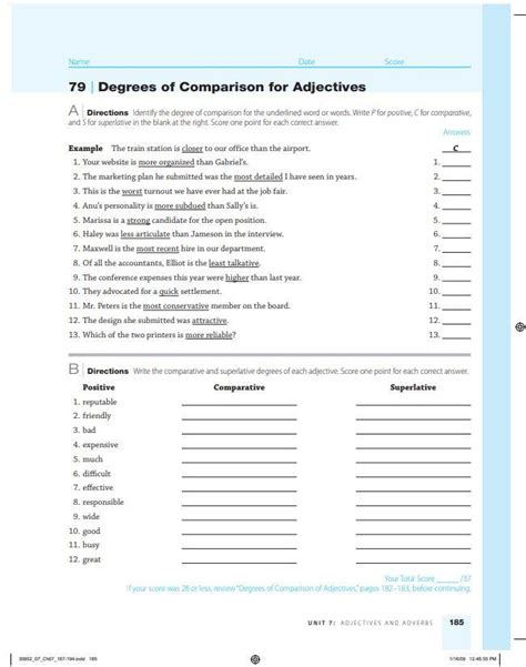 Adjectives Degrees Of Comparison Exercise Worksheet English 49 Off