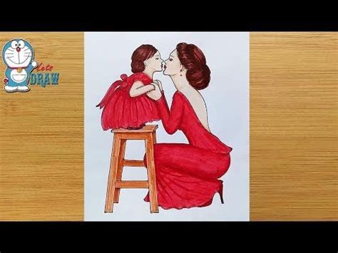 Video drawing demonstration from farjana drawing academy. How to draw Mother and daughter love ️ - step by step || Mother's Day Drawing || Art video ...