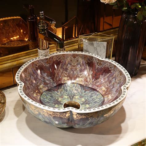 Europe Vintage Style Art Porcelain Counter Top Basin Sink Handmade