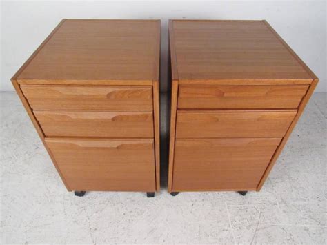 This item was carefully restored. Pair of Mid-Century Danish Teak Filing Cabinets by Denka ...