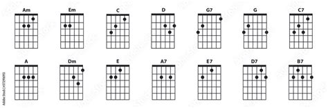 Guitar Chords Icon Set Guitar Lesson Vector Illustration Isolated On