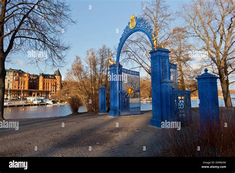 Stockholm Sweden Blue Gate At Djurgården Östermalm Stock Photo