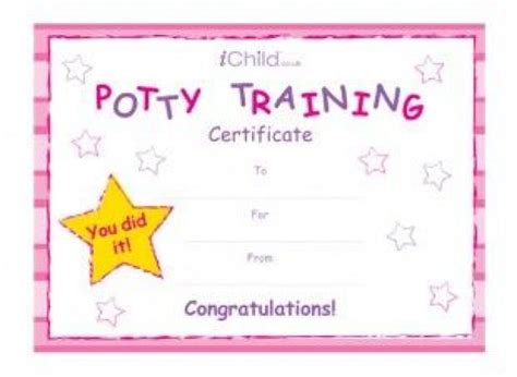 Potty Training Certificate Girls Certificate Preview Pottytraining