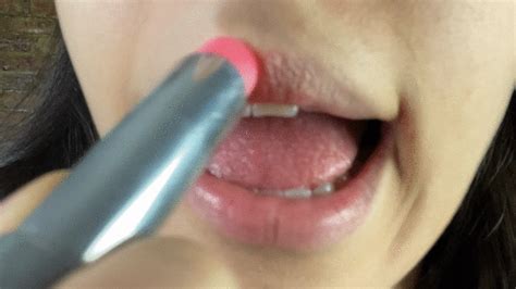 Applying Messy Brown Liquid Lipstick Warner Hoes Clips4sale