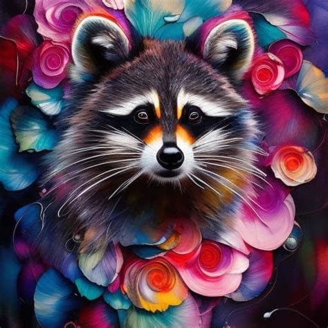 Raccoon In Roses Ai Generated Artwork Nightcafe Creator