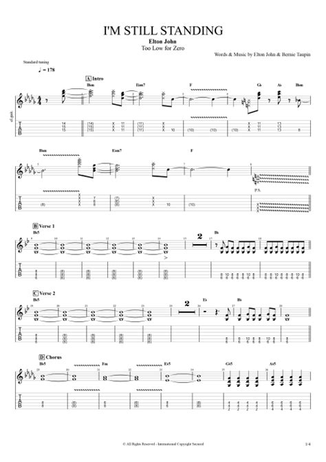 Im Still Standing Tab By Elton John Guitar Pro Full Score Mysongbook