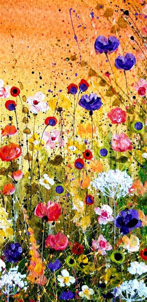 Wild Flower Painting Original Floral Painting Abstract Floral Art