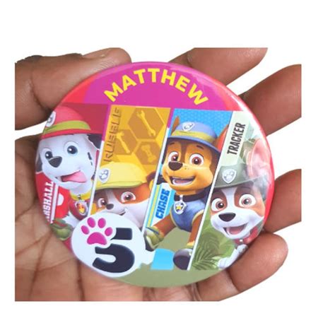 Paw Patrol Character Badges 75mm Buttons Camieroseuk Etsy