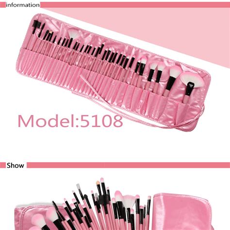 Maange 32pcs High Quality Synthetic Hair Make Up Brush Set Pink Color