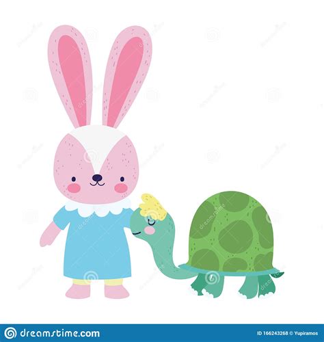 Baby Shower Cute Little Female Rabbit And Turtle Cartoon Stock Vector
