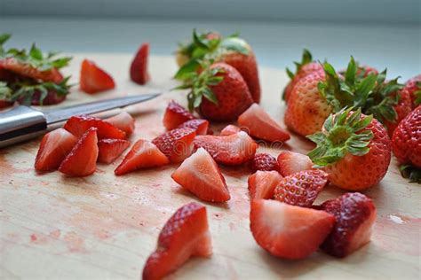 Strawberries On A Cutting Board Stock Photo Image Of Berries Slice