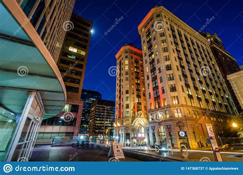 Buildings On Charles Street At Night In Downtown Baltimore Maryland