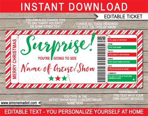 Surprise Concert Ticket Template