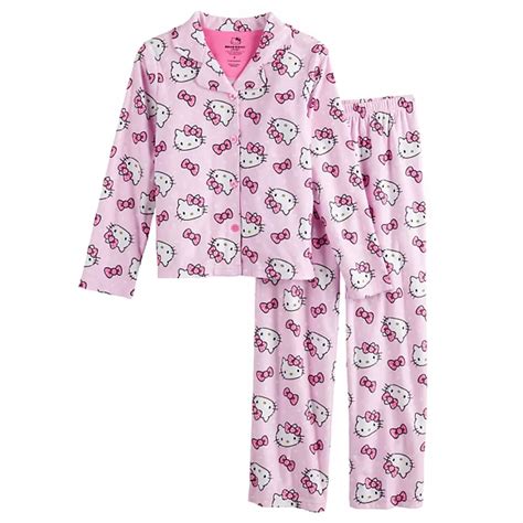 Girls 4 10 Hello Kitty Button Up Pajama Set